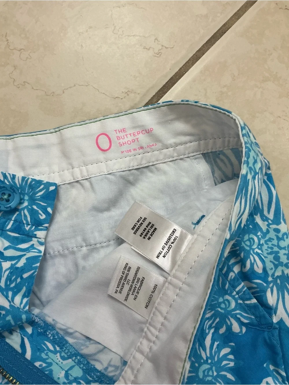 Lilly Pulitzer Buttercup Blue and White Floral Scallop-Hem Shorts